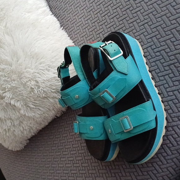 🔥🔥Hunter original Tiffany blue Turquoise platform sandals 10 10.5 - Picture 5 of 15